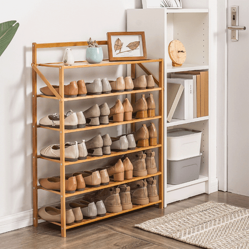 4-6 Tiers Layers Bamboo Shoe Rack Storage Organizer Wooden Shelf Stand Shelves - Picture 3 of 17