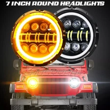 Pair DOT 7" inch Round LED Headlights High Low Beam for BMW 2002 1966-1976