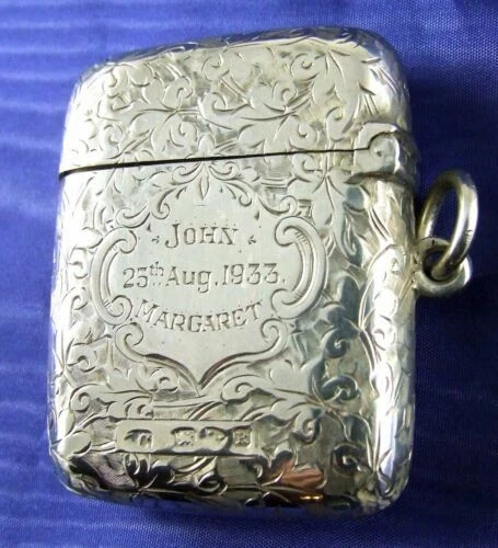 Victorian 1900-1940 Antique Solid Silver Cigarette & Vesta Cases