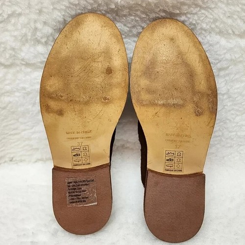 Free People Women Saratoga Mule Sandals Brown Calf Hair Block Heel Slip On Sz 6 - Picture 6 of 6