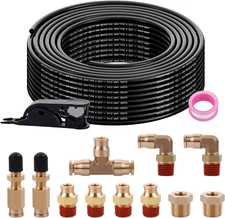 50FT 1/4 Air Hose Brass Fittings Kit 11Pcs 1/4" OD Quick Push to Connect DOT Bra