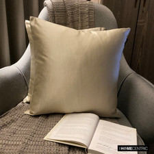 Cream Satin Solid Set of 2, Throw Pillow Cover - Cream Satin Slub