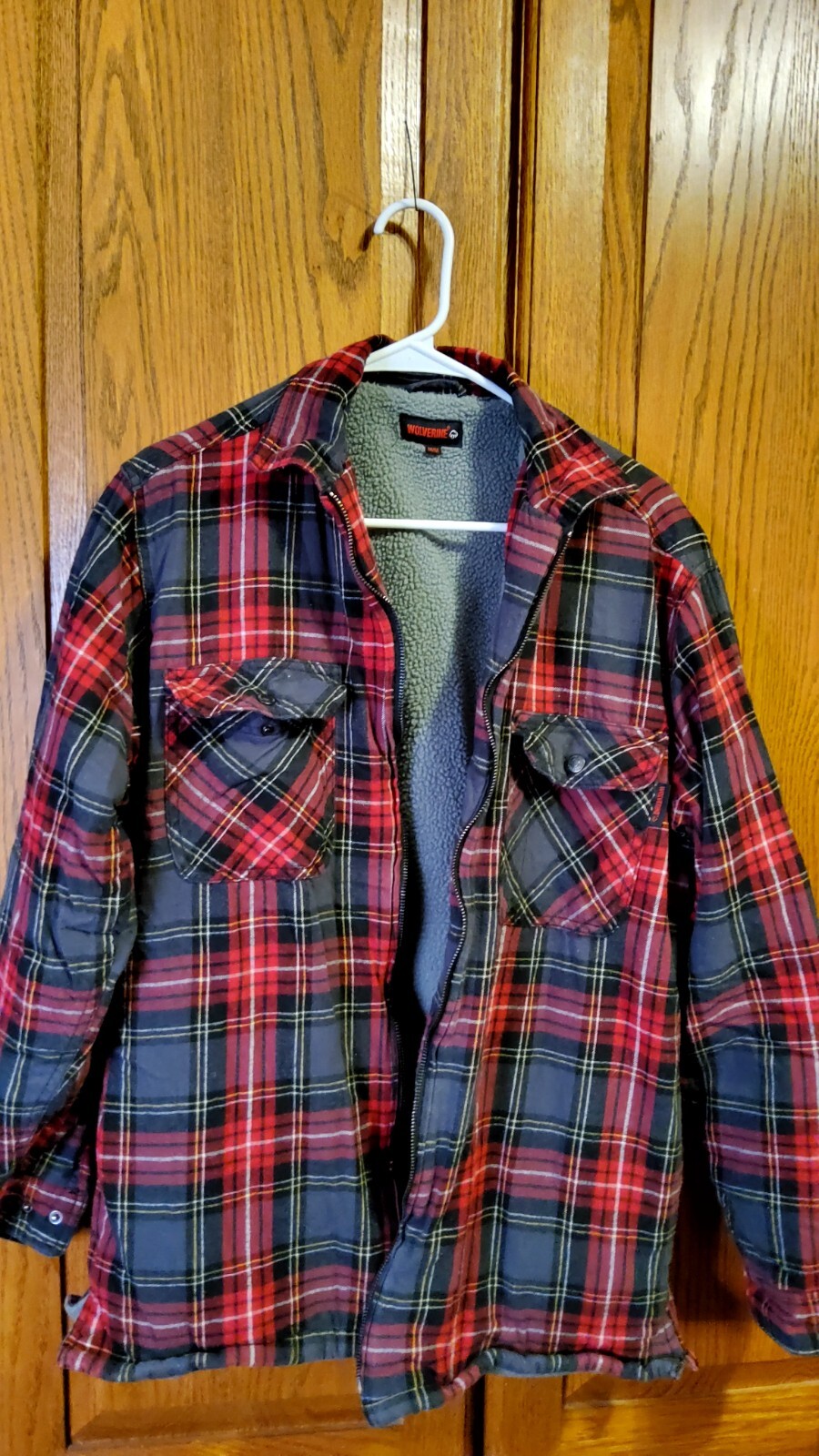 Wolverine Medium Fleese Lined Flannel Jacket Zip … - image 1