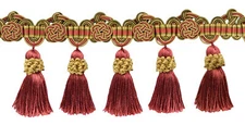Exquisite 3 3/4 Inch Tassel Fringe with Rosettes, Color# LX07 [Sold By The Yard]
