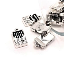 4, 20 or 50 BULK pcs Silver Crayon Box Charms, Teacher Charm - US Seller - AS444