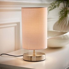 Chrome Bedside Touch Table Lamp 24cm Desk Task Light Lampshade Bedroom Dimmable