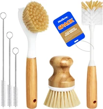 6 Pack Dish Brush Kitchen Brushes Set with Vegetable Palm, Bottle, Dish, Brush