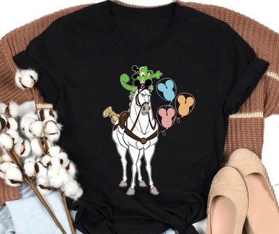 Disney Cute Tangled Pascal And Maximus With Mickey Mouse Happy Tshirt Men Women