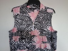 Size L sleeveless dress in black white pink, small ruffles by Tango Mango. EUC