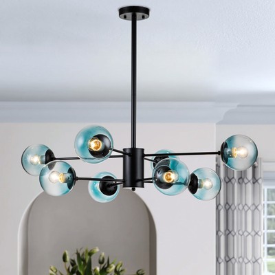 8-Light Modern 2-Tier Sputnik Linear Cluster Gradient Blue