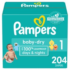 Pampers Baby Dry Diapers Enormous Pack - Size 1 - 204ct 0.17 per diaper