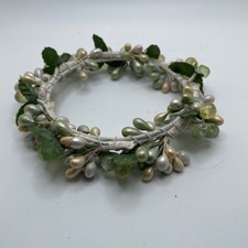 Candle Ring Holder Green Pearl Floral Wreath Centerpiece Table Decoration