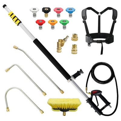 #ad 24 FT Aluminum Telescoping Pressure Washer Wand with 2 Pressure Washer Exten... $148.01