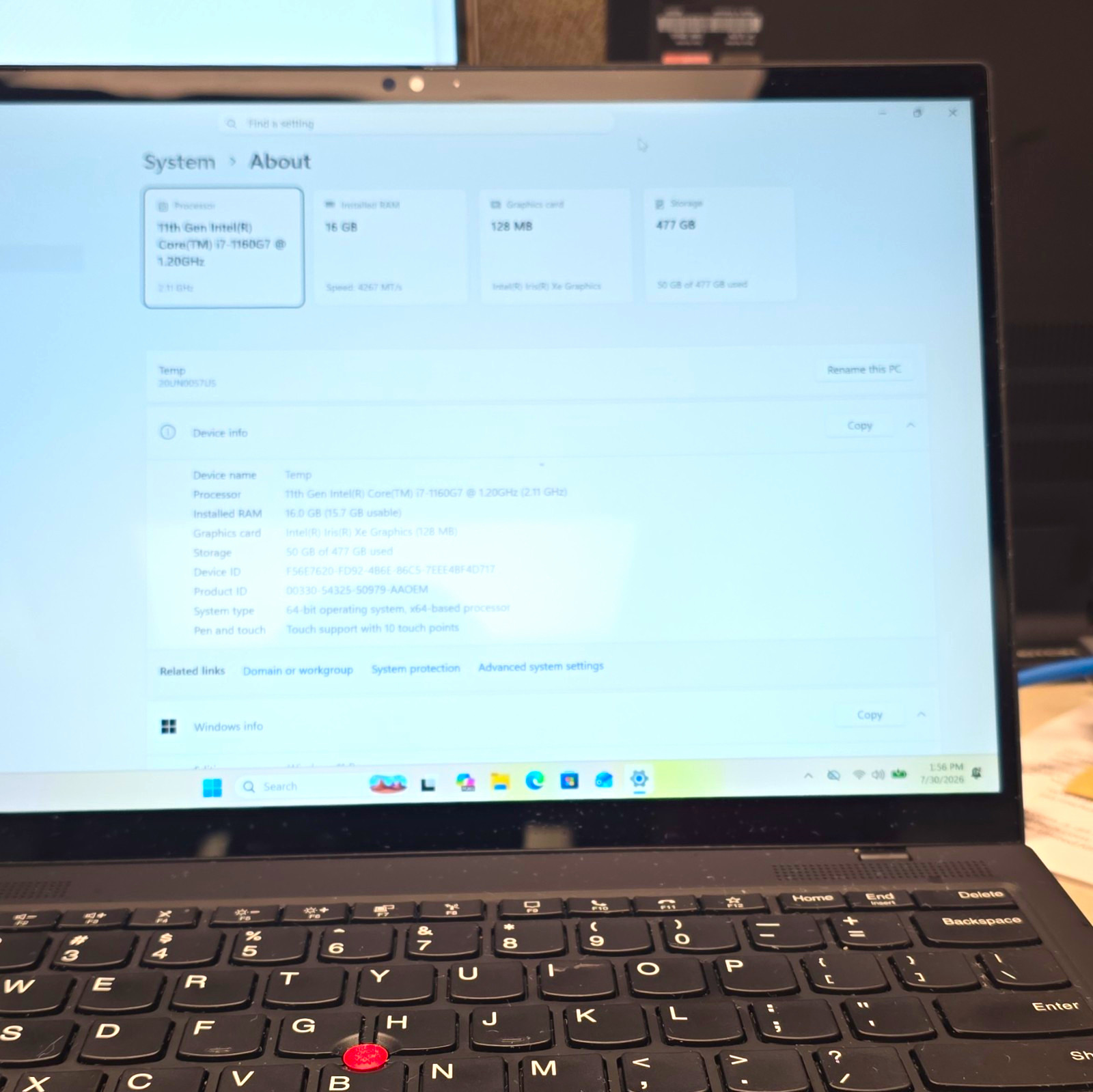 Lenovo ThinkPad X1 Nano Gen 1, 13-Inch Laptop, with Intel Core i7 11th Gen., 512 GB NVMe, Windows 11 Pro