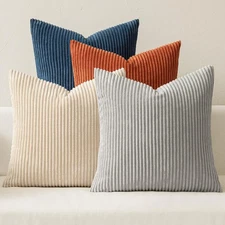 MIULEE Boho Farmhouse Throw Pillow Covers 18" x (Pack of 4), Blue-yellow 