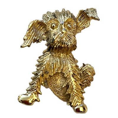 Vintage Terrier Dog Puppy Gold Tone Brooch Pin 1.5 x 1''