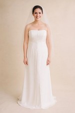David’s Bridal Wedding Dress Sz Plus 18W Style 9T8077 White Strapless Beaded