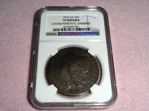 NGC 1879 CC Carson City VF Details Silver Morgan Dollar Environmental Damage