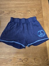 NWT UMGEE Women's Blue Peace Terry Distressed Shorts Sz S