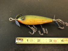 AH Kaufman Nappanee Ypsi Spinner Minnow Lure C. 1947 Nice Wood Lure Crackle Back
