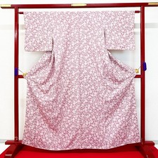Japanese Kimono 'KOMON' Polyester/Purple/Flower/Traditional/Length:163cm N1380