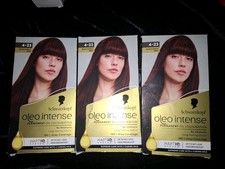 Image of 3 boxes Schwarzkopf Oleo Intense Permanent Oil Colour 4-23 Burgundy Red Hair Dye