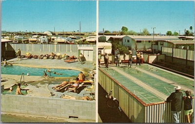 #ad Vintage YUMA Arizona Postcard quot;CAPRI MOBILE PARKquot; Shuffleboard Pool Scene $5.88