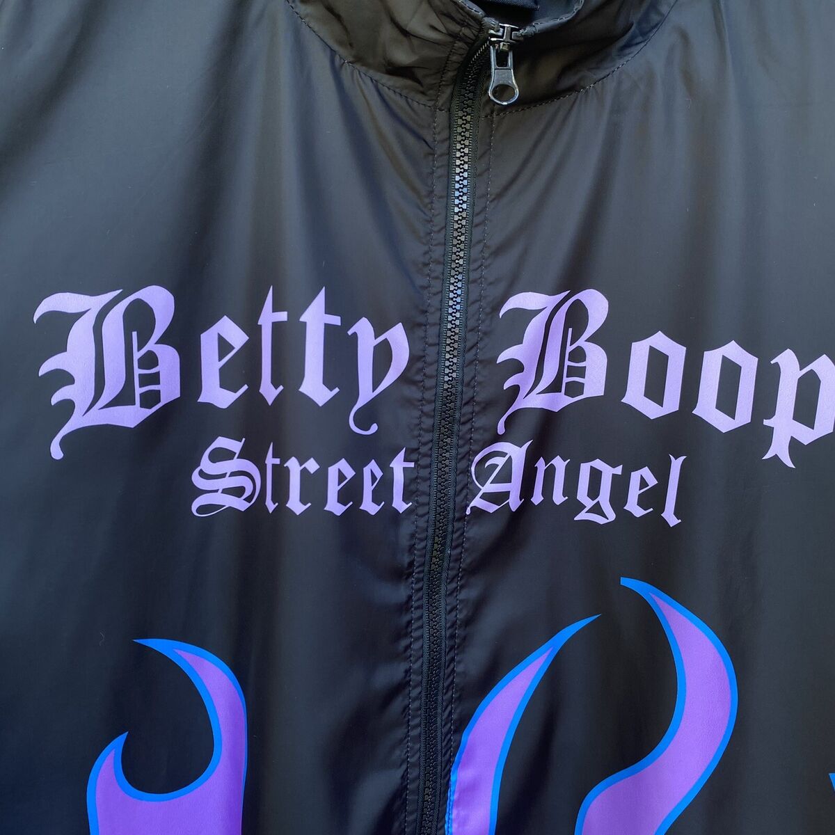 Betty Boop Street Angel Motorcycle Flame Windbreaker Jacket Betty Boop Street Angel Motorcycle Flame Windbreaker Jacket