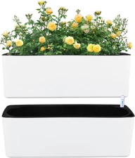 2 Pack Rectangular Planter 15.6 X 5.4 in Self Watering Planter Window Sill Plant