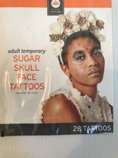 NIP Adult Temporary Day Of The Dead Sugar Skull Face Tattoos Halloween 28