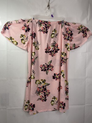 West Loop Women's Peach Floral Off The Shoulders Short Sleeve Sun Dress