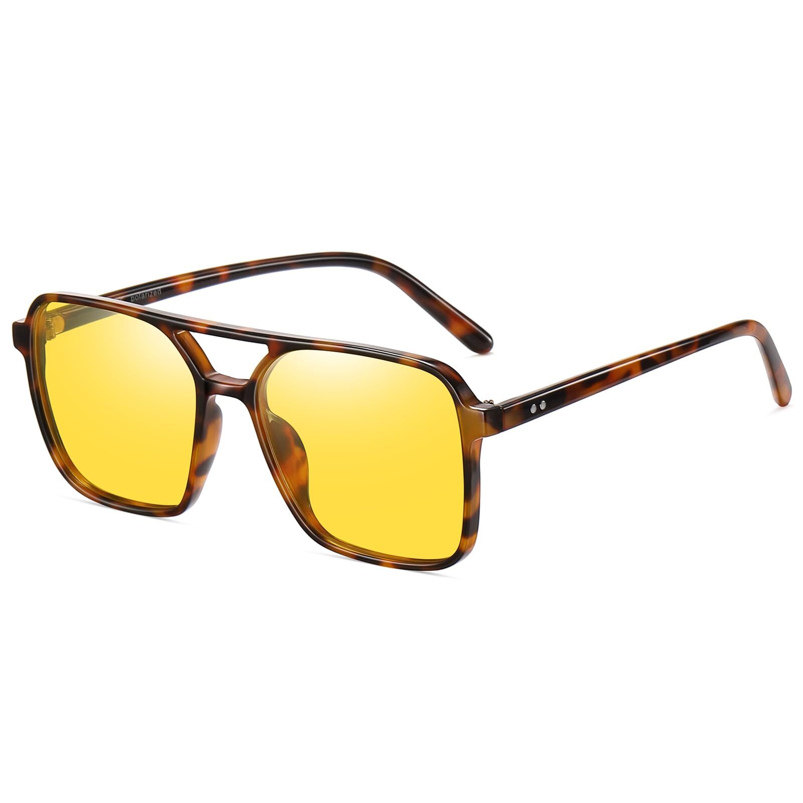 Night Vision Driving Glasses for Women 70s Aviator Sunglasses Double Bridge A...