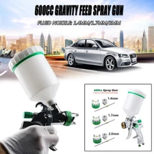 HVLP Air Spray Gun Gravity Feed Paint Sprayer 1.4/1.7/2mm Nozzle with 600cc Cup