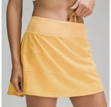 Lululemon Pace Rival Mid Rise Skirt Long Size 6 Mango Dream Tennis Golf Skort