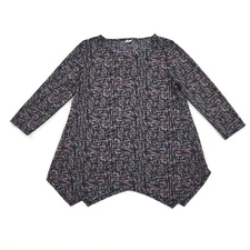 Elle 3/4 Sleeveless Geometric Print Blouse Size Small Pink Cream Career Casual