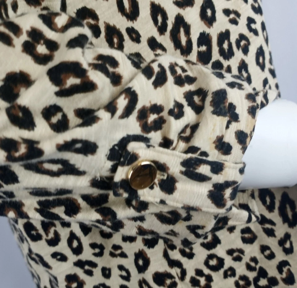 Top manga 3 (XL) Chico's clásico leopardo algodón modal 3/4 lengüeta enrollable impecable Foto 4 de 4