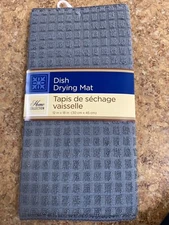 Absorbent Microfiber Windowpane Dish Drying Mat Black Blue Brown Gray Red 12x18"