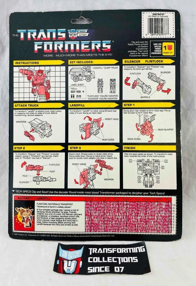 Transformers Original G1 1987 Targetmaster Landfill MOSC Sealed - Image 2 of 2