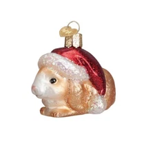 OLD WORLD CHRISTMAS CHRISTMAS BUNNY w/SANTA HAT GLASS CHRISTMAS ORNAMENT 12428