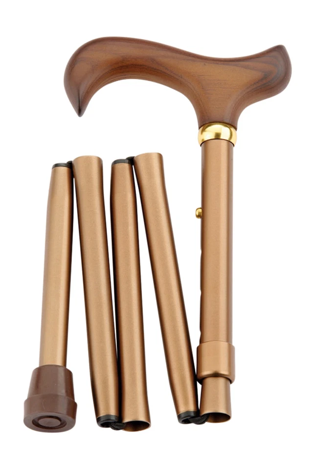 GASTROCK Designer Gehstock Gehhilfe Mini-Faltstock Derby bronze made in Germany