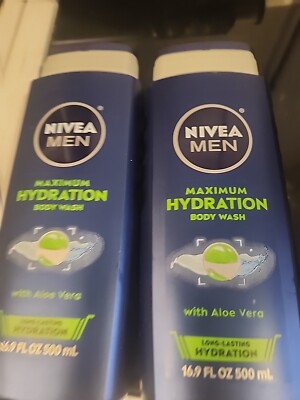 2 Nivea Men Body Wash 16.9 oz Maximum Hydration W/ Aloe Vera