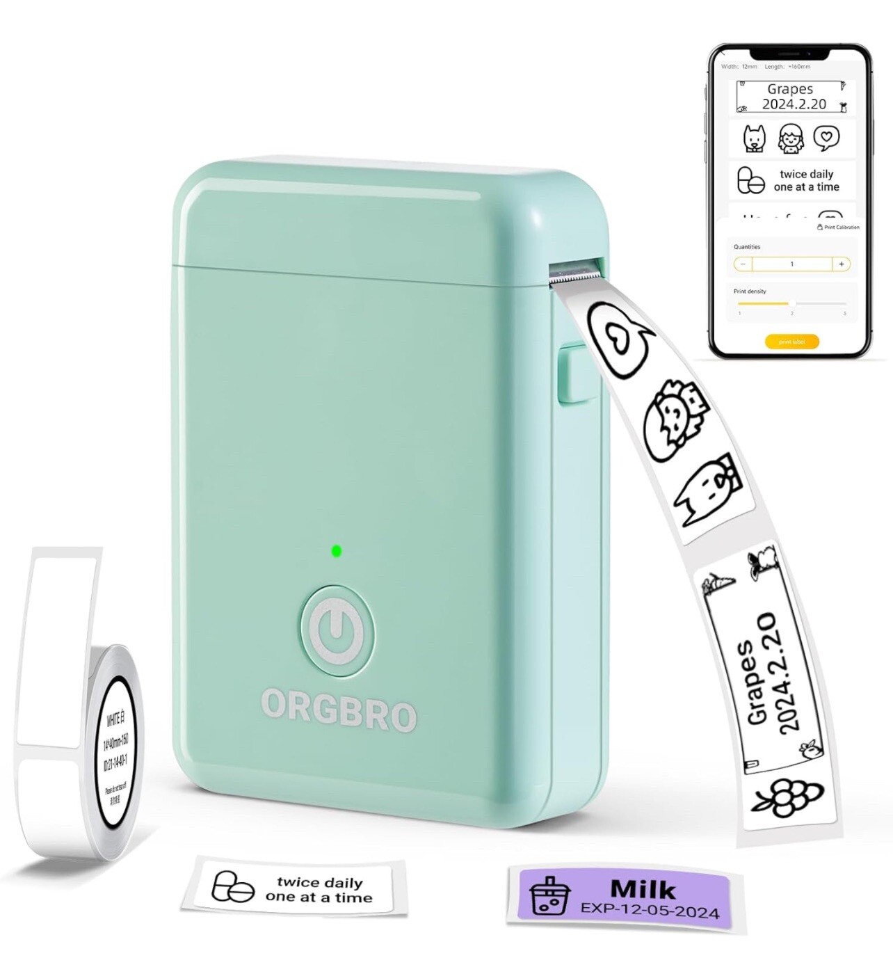 Label Maker Machine with Tape Portable Bluetooth Label Printer Wireless Built-image