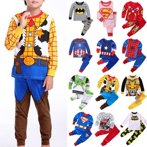 Jungen Kleinkind Superheld Pyjama Nachtwäsche Pyjama T-Shirt Hose Hose Kostüm Set - Bild 4 von 34