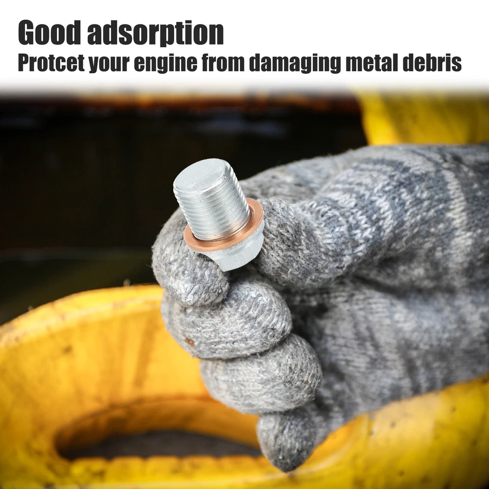 Pack of 4 for Volvo M18x1.5 Engine Oil Drain Plug Screw with Seal Ring Silver - Image 3 of 4