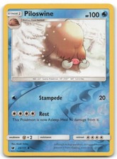 Piloswine #20/111 Sun and Moon Crimson Invasion Uncommon Reverse Holo LP 4C