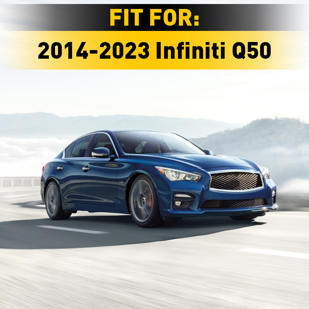 Glossy Piano Black Headlight Eyelid Covers For 2014-2019 Infiniti Q50 - ABS Plastic, Self-Adhesive Install