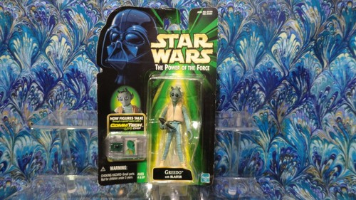 Star Wars The Power of the Force POTF Greedo with Blaster CommTech Chip 1999 NIB - 第 1/6 張圖片