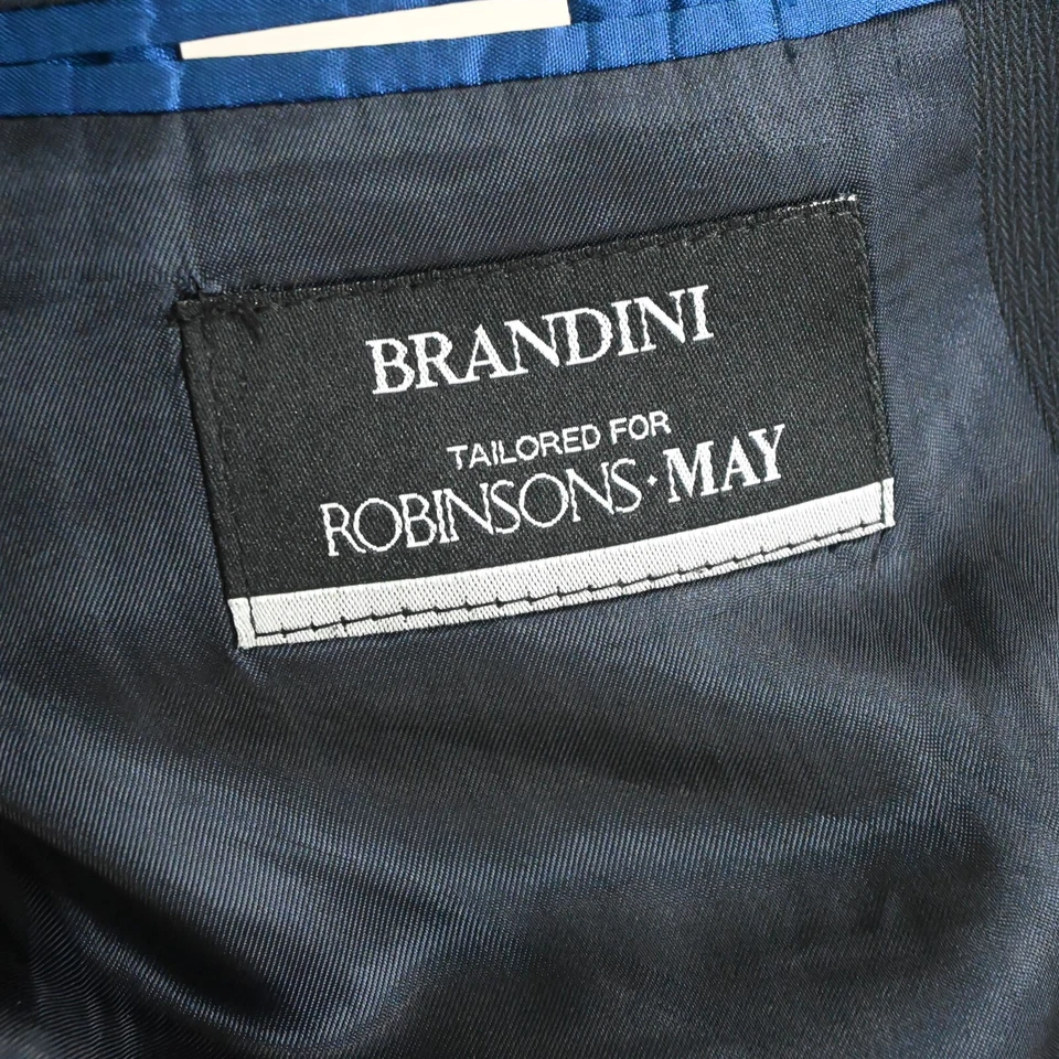 Brandini 42S 32x30 Azul Marino Rayas 100% Lana Hombre Chaqueta Pantalones Traje Foto 4 de 4