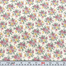 Vintage Florals on Off White Unbranded Cotton Fabric by the HALF YARD