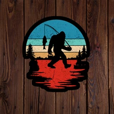 Big foot fishing sticker vinyl decal cryptid bass laptop mug car alien